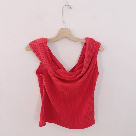 Madewell Ribbed Off-the-Shoulder Top Red Draped Sleeveless Tank NWT - Picture 7 of 7
